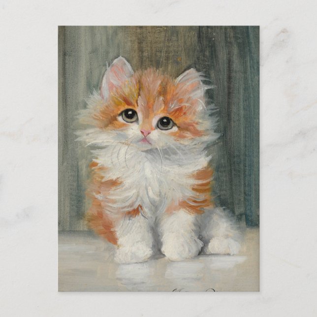 Carte Postale Tableau vintage Kitten (Devant)