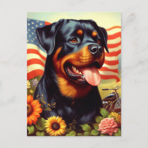 Carte Postale Tableau vintage Rottweiler