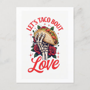 Carte Postale Taco à propos d'amour Skeleton Main et Rose