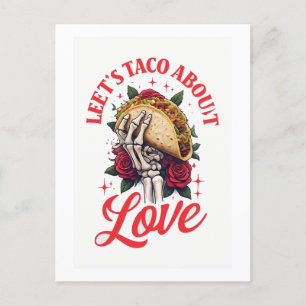 Carte Postale Taco À propos de l'amour Skeleton Main et Roses