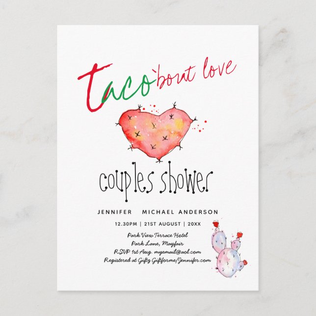 Carte Postale TACO BOUT À PROPOS DE L'AMOUR COUPLES Budget Moder (Devant)