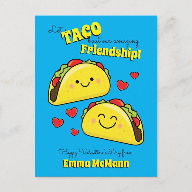 Carte Postale Taco Cute Kids Classroom Valentine Friendship Card (Devant)