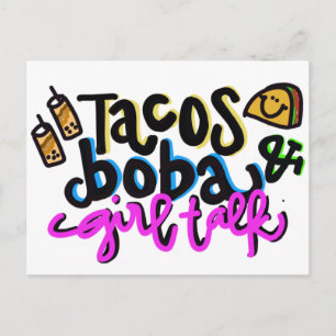 Carte Postale Tacos. Boba. Les filles parlent.