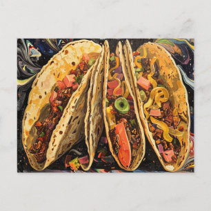 Carte Postale Tacos en style Klimt
