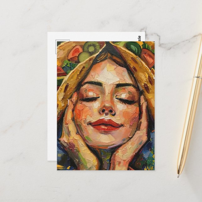 Carte Postale Tacos sur ma femme d'esprit (Devant/Arrière en situation)
