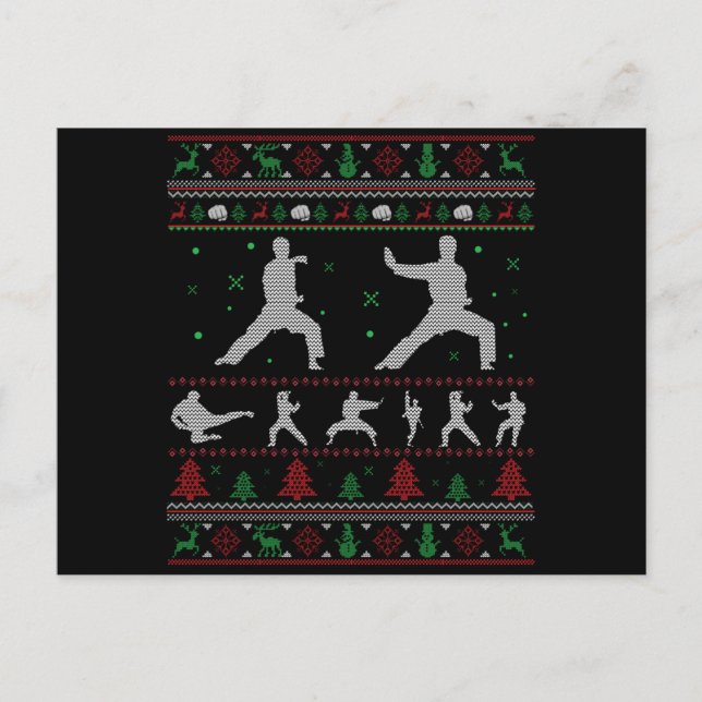 Carte Postale Taekwondo Joyeux cadeau de Noël laid Noël (Devant)