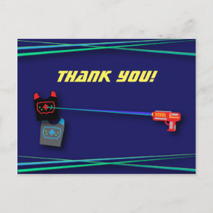 Carte Postale Tag laser bleu Anniversaire Merci de fête