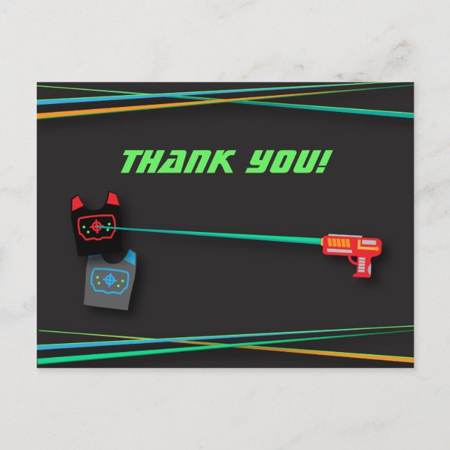 Carte Postale Tag laser noir Anniversaire Merci de fête (Devant)