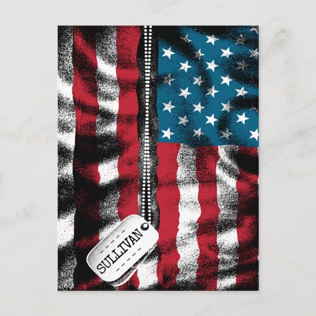 Carte Postale Tag USA Drapeau (Devant)
