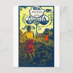 Carte Postale Tahitian Femmes et Chien, Gauguin