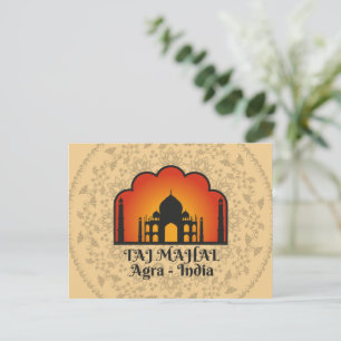 Carte Postale Taj Mahal Silhouette Florale Mandala