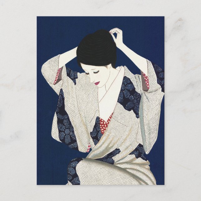 Carte Postale Takasawa Keiichi cheveux classique femme japonaise (Devant)