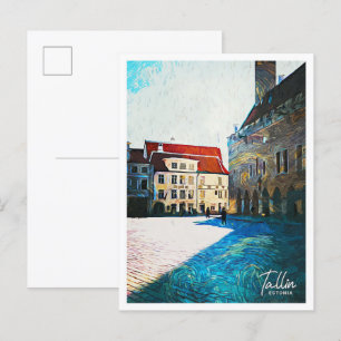 Carte Postale Tallin Estonie Beau Tableau À L'huile Ville