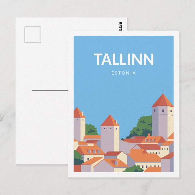 Carte Postale Tallinn Estonie Célèbre Voyage Lieu Illustration (Devant / Derrière)