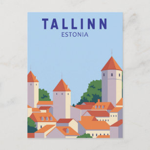 Carte Postale Tallinn Estonie Retro Travel Art Vintage