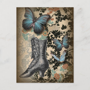 Carte Postale talons hauts chaussures amant noir floral victorie