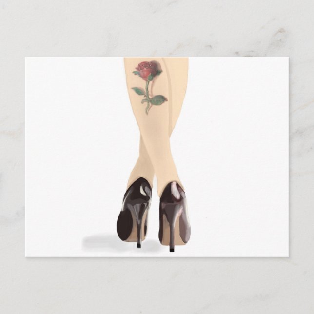 Carte Postale talons hauts de tatouage rose (Devant)