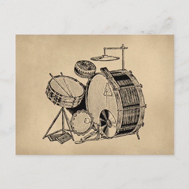 Carte Postale Tambours vintages pour kit tambour (Devant)