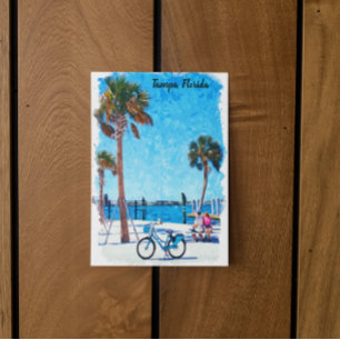 Carte Postale Tampa Florida Peinture d'aquarelle d'été
