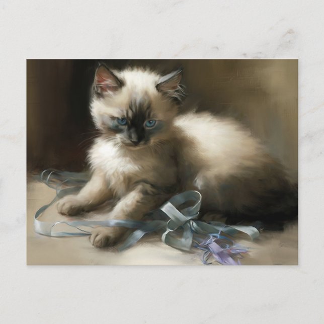 Carte Postale Tangle de ruban Siamese Kitten (Devant)