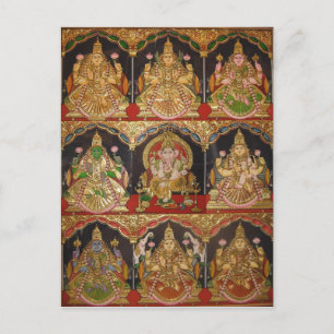 CARTE POSTALE TANJORE PEINTURE ASHTALAKSHMI INDE DU SUD