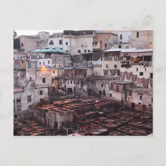 Carte Postale Tannerie en cuir marocain - Fes - Maroc (Devant)