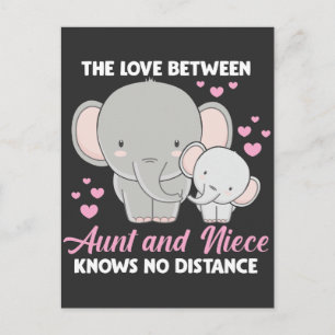Carte Postale Tante et nièce Love Tante Famille Elephant Coeurs