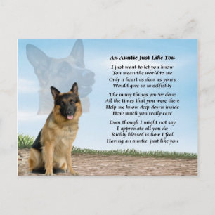Carte Postale Tante poème - Chien berger allemand