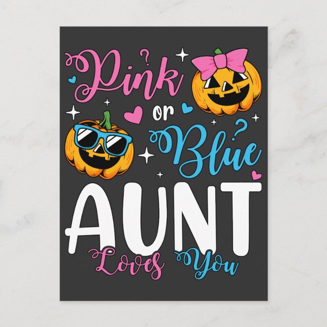 Carte Postale Tante rose ou bleue aime bébé Pumpkin (Devant)