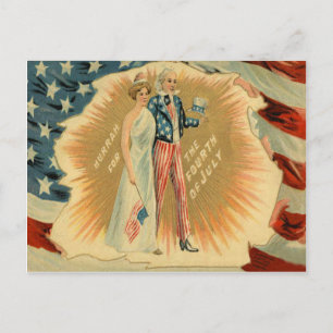 Carte Postale Tante Sam Lady Liberty Drapeau américain