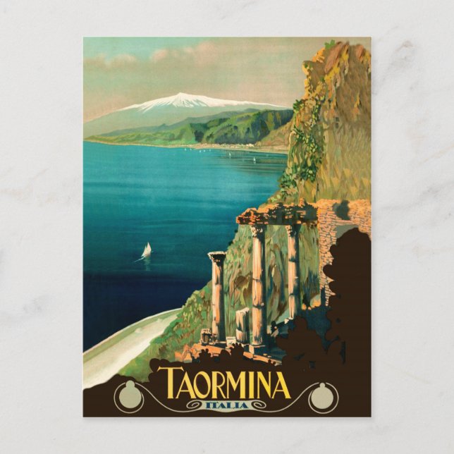 Carte Postale Taormina, Sicile, Italie, vue sur la côte (Devant)