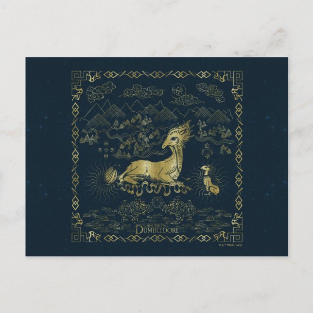 Carte Postale Tapisserie dorée du Qilin au repos (Devant)