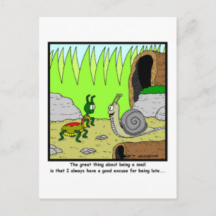 Carte Postale Tard : Caricature d'escargot