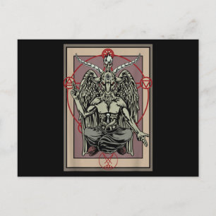 Carte Postale Tarot Goth Card Baphomet Satanic Witch Pentagram