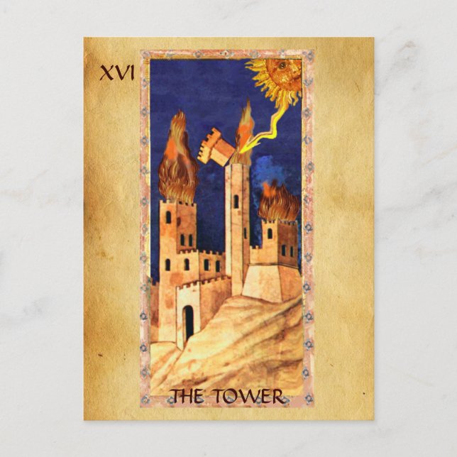 CARTE POSTALE TAROTS ANCIENS RENAISSANCE 16 / LA TOUR (Devant)