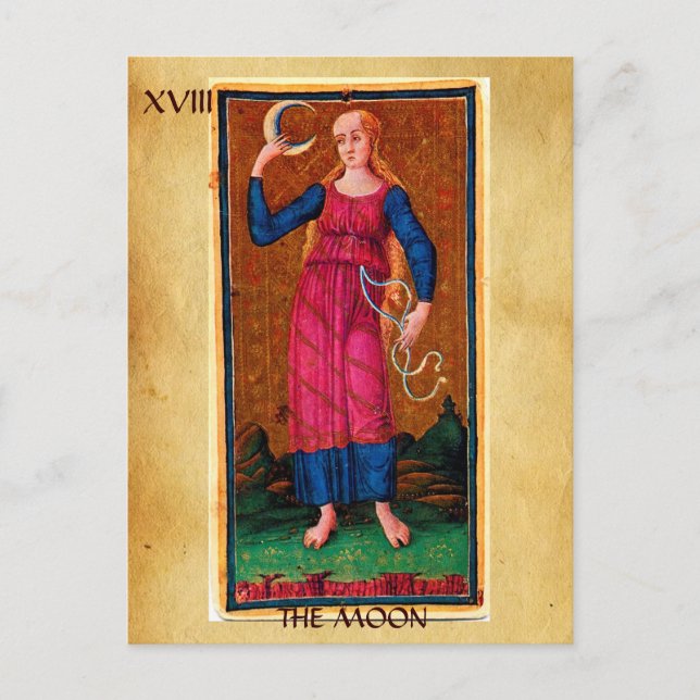 CARTE POSTALE TAROTS ANCIENS RENAISSANCE 18 / LA LUNE (Devant)