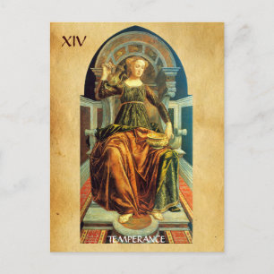 CARTE POSTALE TAROTS DE RENAISSANCE ANTIQUE 14 / TEMPÉRANCE