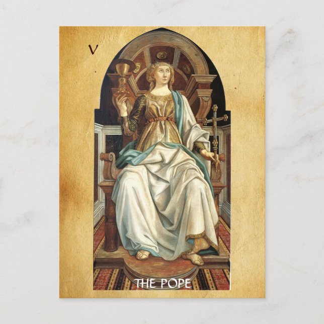 CARTE POSTALE TAROTS DE RENAISSANCE ANTIQUE 5 / LE PAPE (Devant)