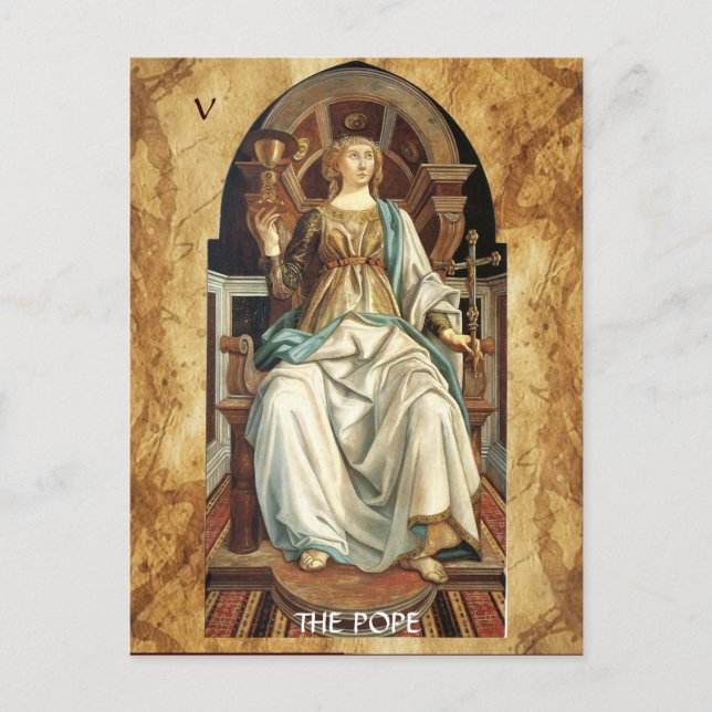 CARTE POSTALE TAROTS DE RENAISSANCE ANTIQUE 5 / LE PAPE (Devant)