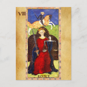 CARTE POSTALE TAROTS DE RENAISSANCE ANTIQUE 8 / JUSTICE