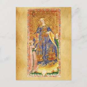 CARTE POSTALE TAROTS DE RENAISSANCE ANTIQUE / REINE DE WANDS