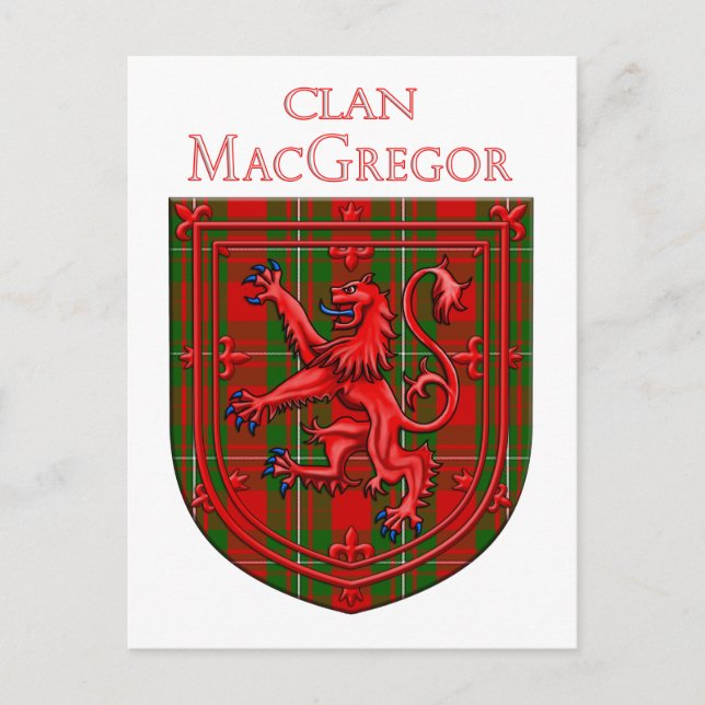 Carte Postale Tartan MacGregor Carreaux Écossais Lion Rampant (Devant)
