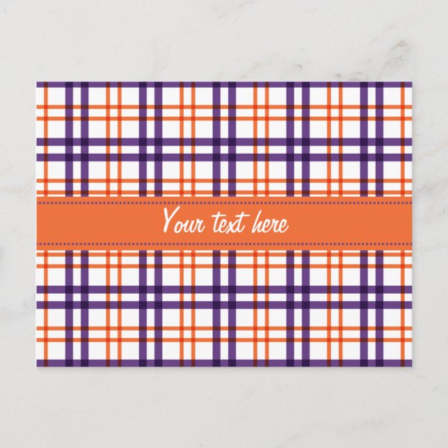 Carte Postale Tartan pourpre et orange (Devant)