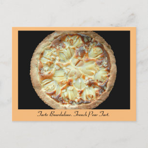 Carte Postale Tarte Bourdaloue, une photo de tarte à poires.