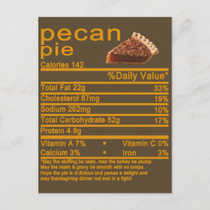 Carte Postale tarte pécan Nutrition Faits Thanksgiving cake T-Sh