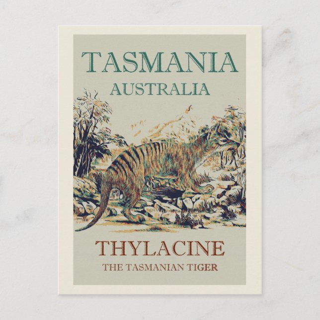 Carte Postale Tasmanie tigre, thylacine, Tasmanie Australie (Devant)