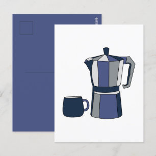Carte Postale Tasse à café Cafetière