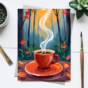 Carte Postale Tasse de café Peinture à l'aquarelle