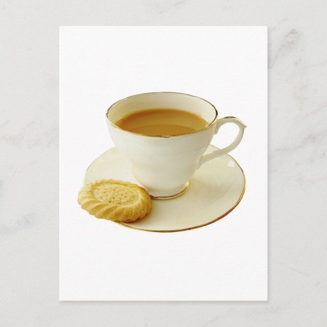 Carte Postale Tasse de thé avec cookie (Devant)