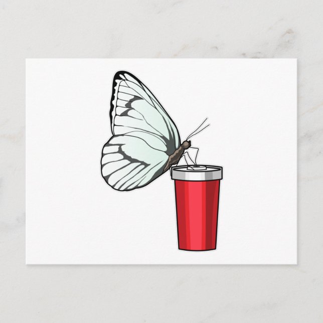 Carte Postale Tasse papillon buvant (Devant)
